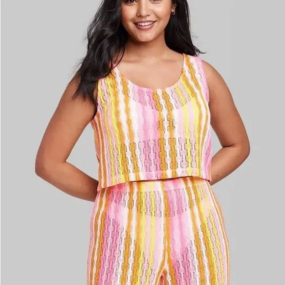 Striped Pink and Orange Cover-Up Set - Picture 5 of 6